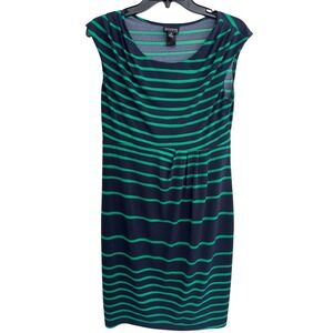 En Focus‎ Studio Women's Green Stripe Cowl Neck Sleeveless Dress